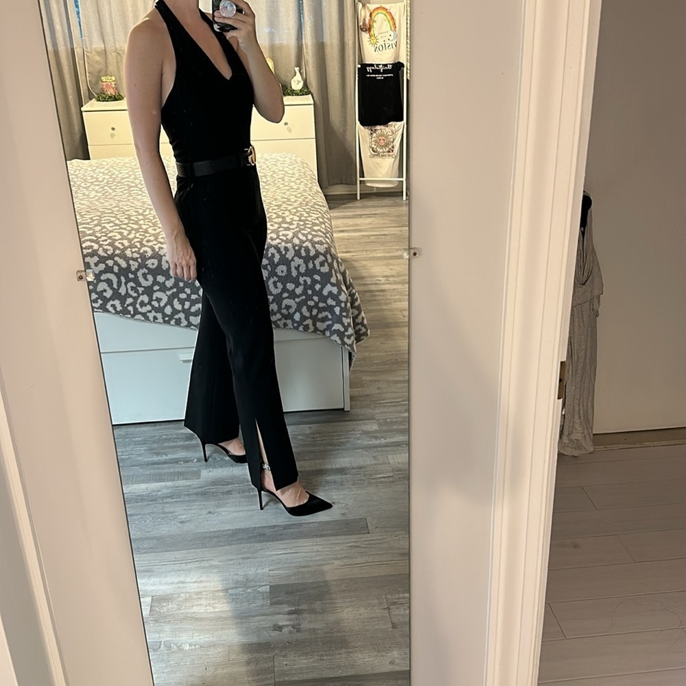 Theory Pantsuit Jumpsuit One Piece Halter Sleeveless Open Back Black Size 8 - Picture 6 of 11